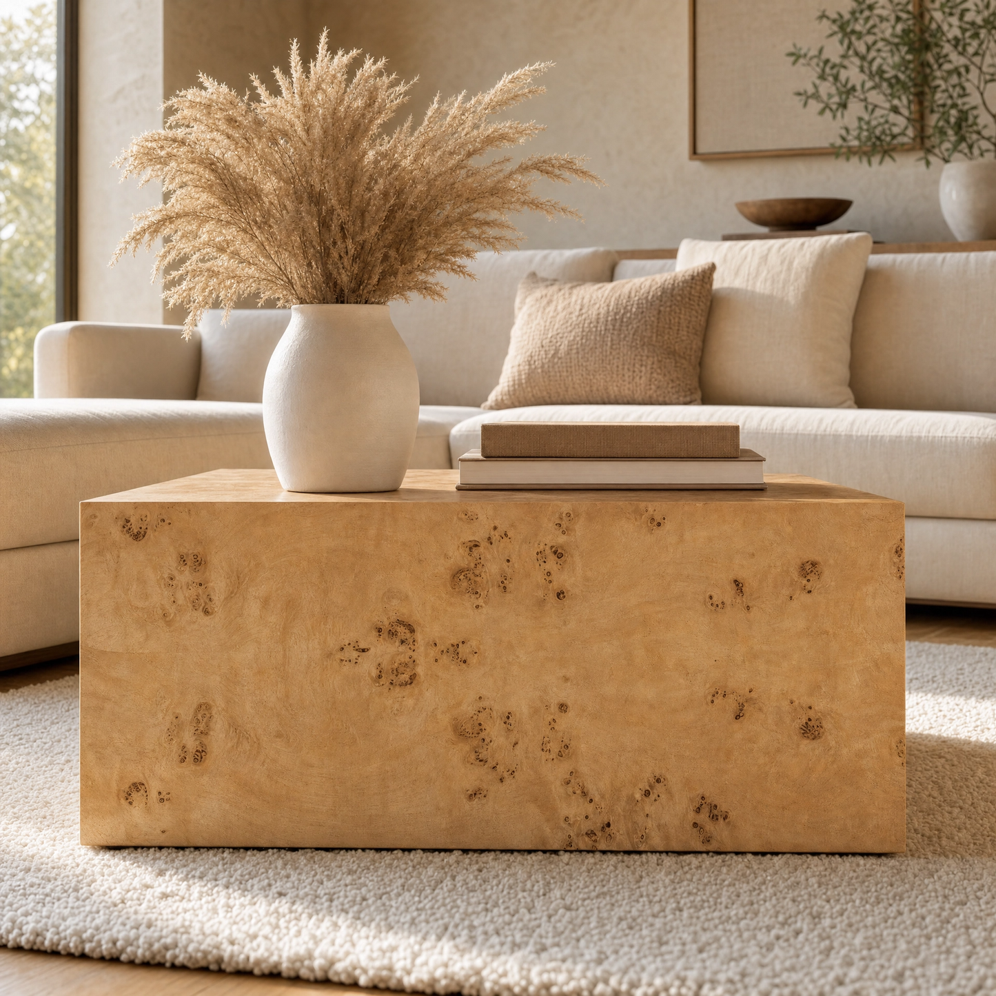 Burl Wood Square Coffee Table
