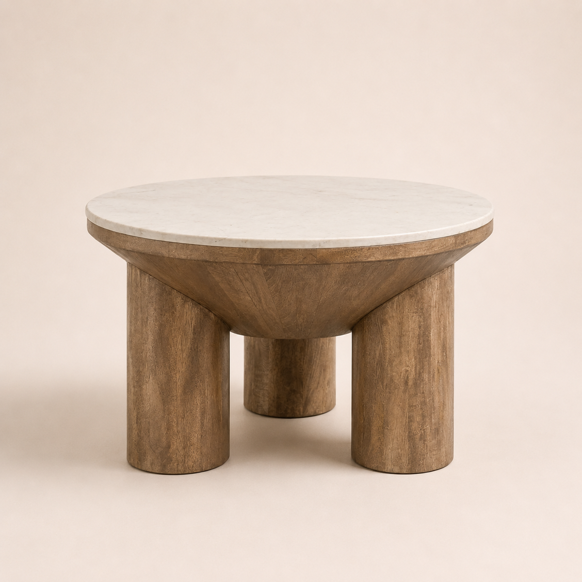 Marlowe Round Marble & Wood Coffee Table