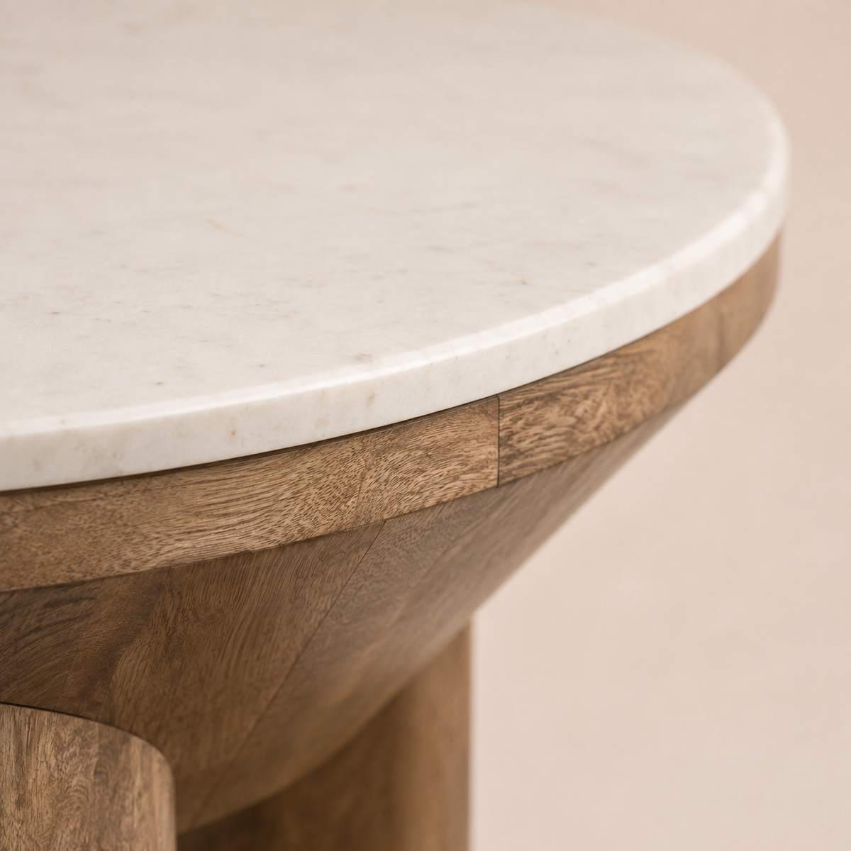 Marlowe Round Marble & Wood Coffee Table