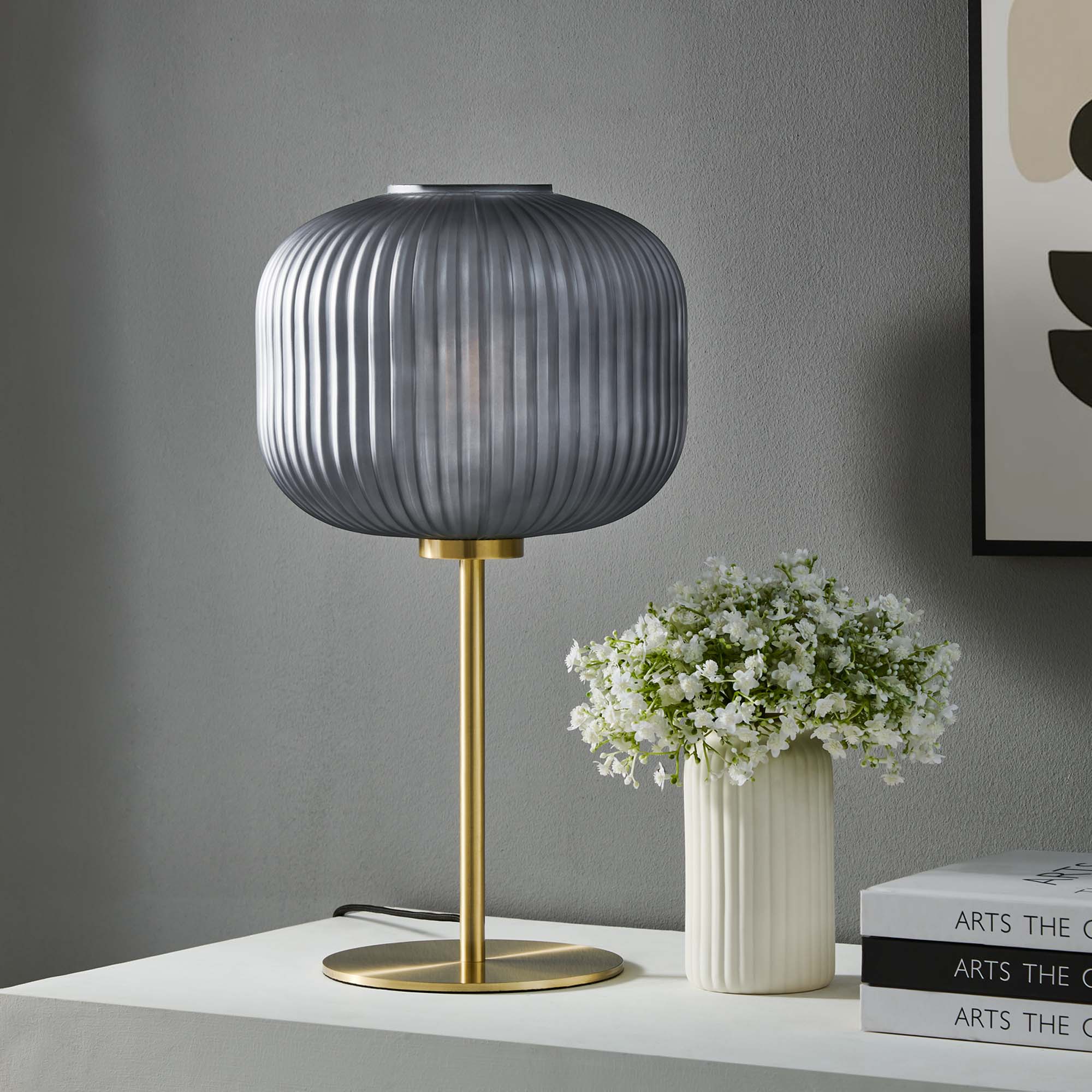 Reverie Ribbed Glass Sphere Table Lamp