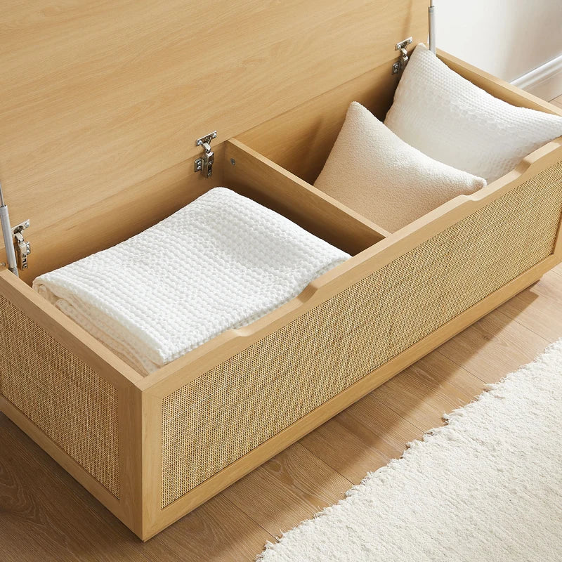 Bellweather Rattan Storage Bench – Oak