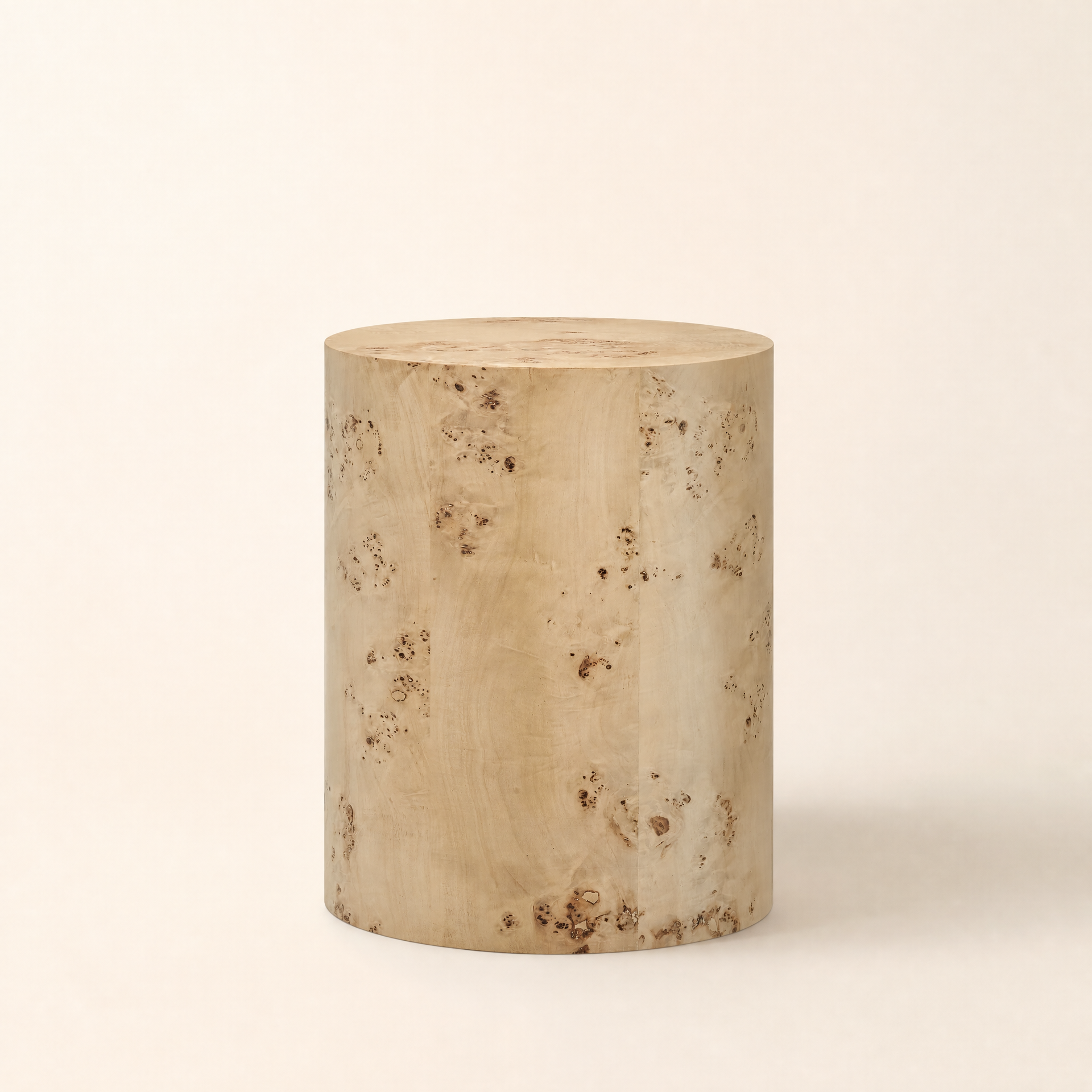 Valdés Round Burl Wood Side Table – full view