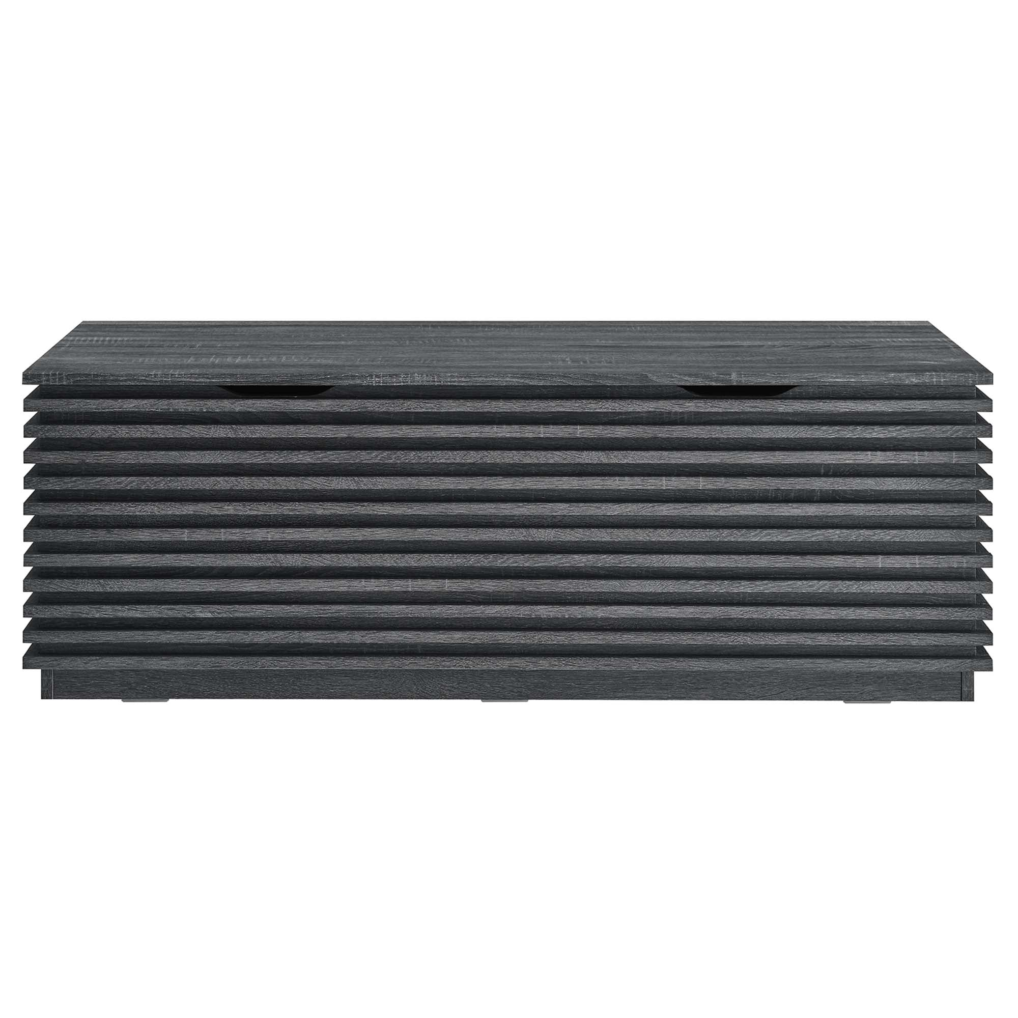 Camden Storage Bench in Charcoal with slatted front panel and hinged lid storage