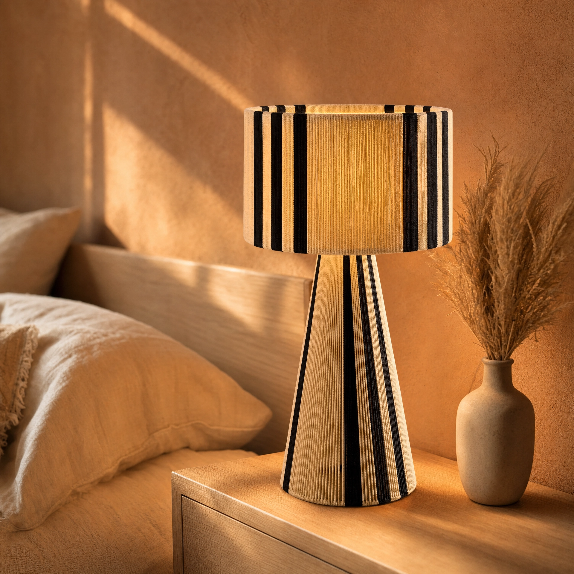Marrakesh Woven Cotton Table Lamp — Noir