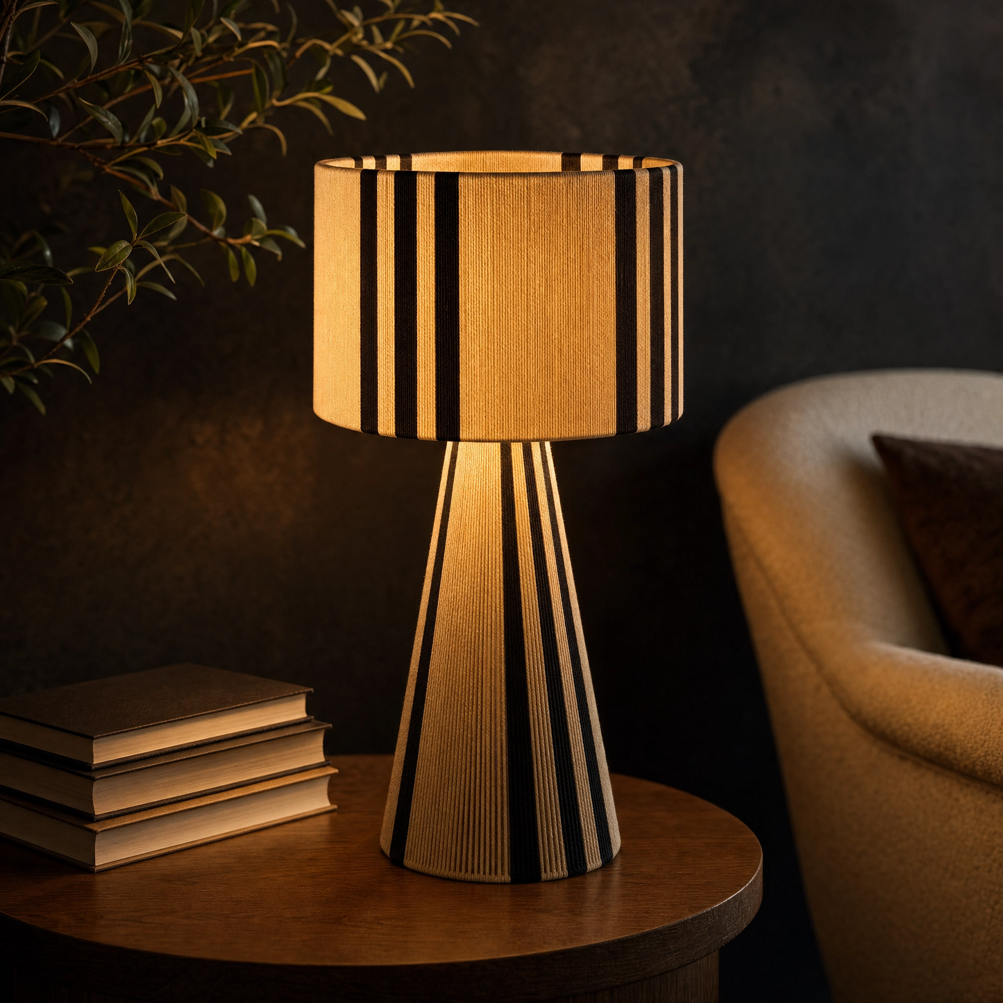 Marrakesh Woven Cotton Table Lamp — Noir
