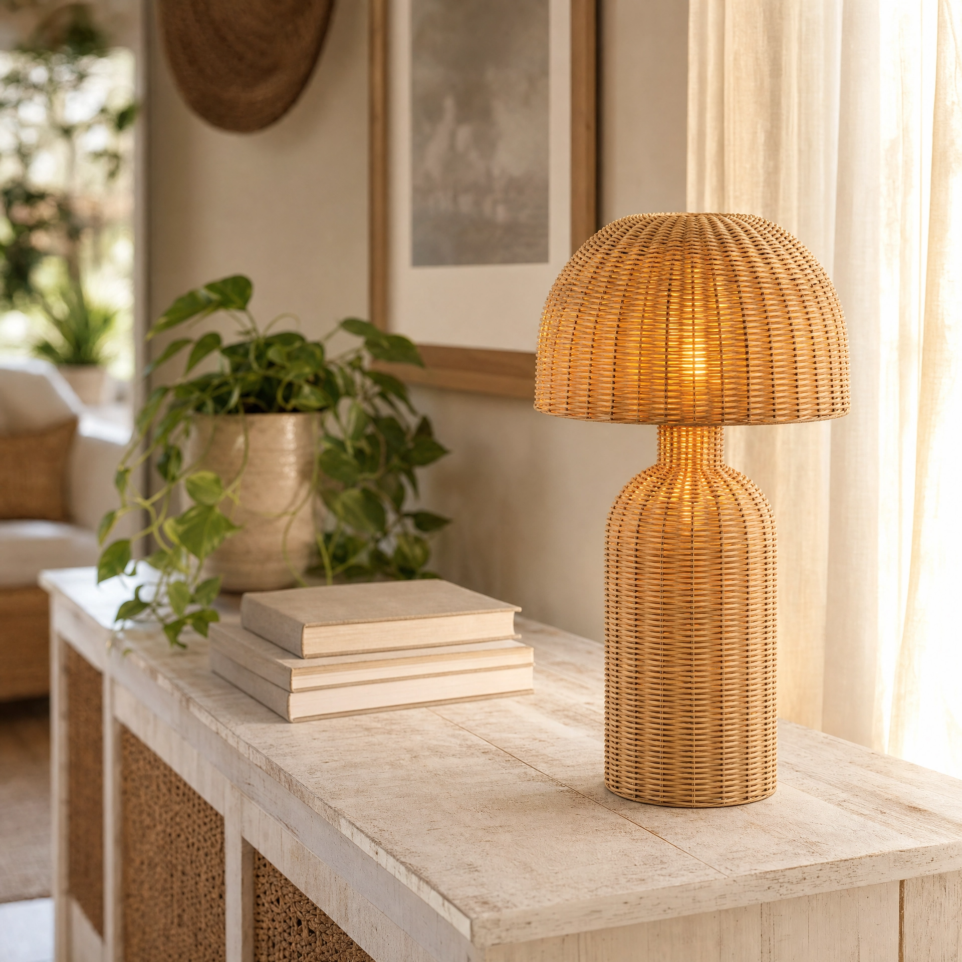 Cabana Handwoven Rattan Table Lamp