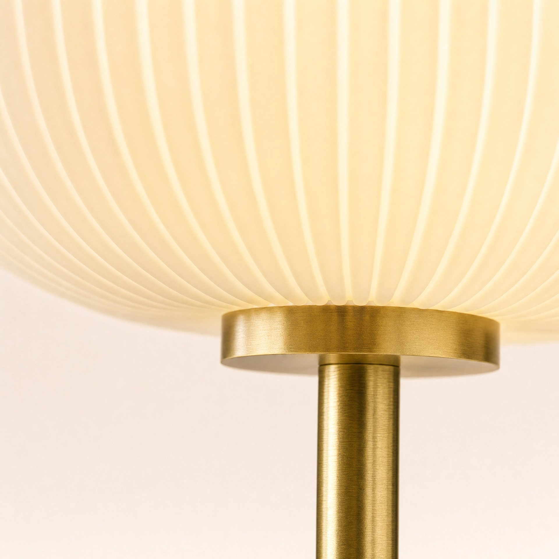 Reverie Ribbed Glass Sphere Table Lamp – White & Satin Brass